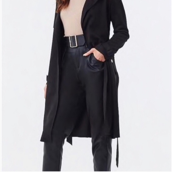Faux Suede Trench Coat- Black 🖤 - Picture 7 of 9